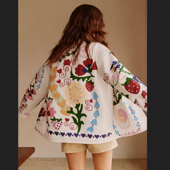 NWT Commense Strawberry Floral Coat Coastal - Picture 2 of 7